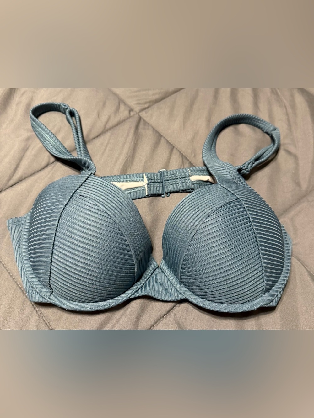 Padded Bathing Suit Top Slate Blue
